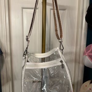 Clear White Trim Crossbody Bag - Women
